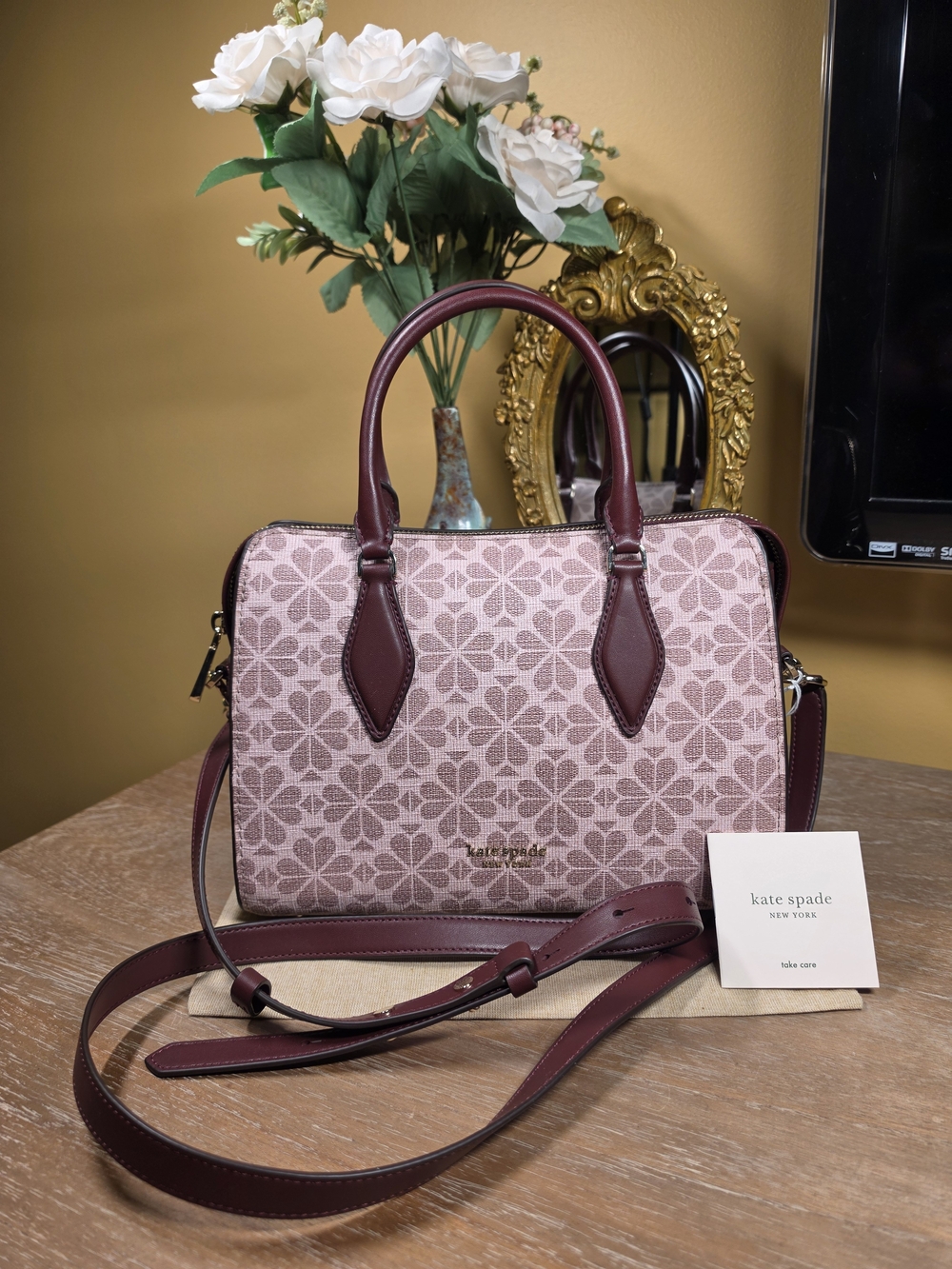 kate spade Spade Flower Coated Canvas & Leather Satchel Crossbody (Retail $359)